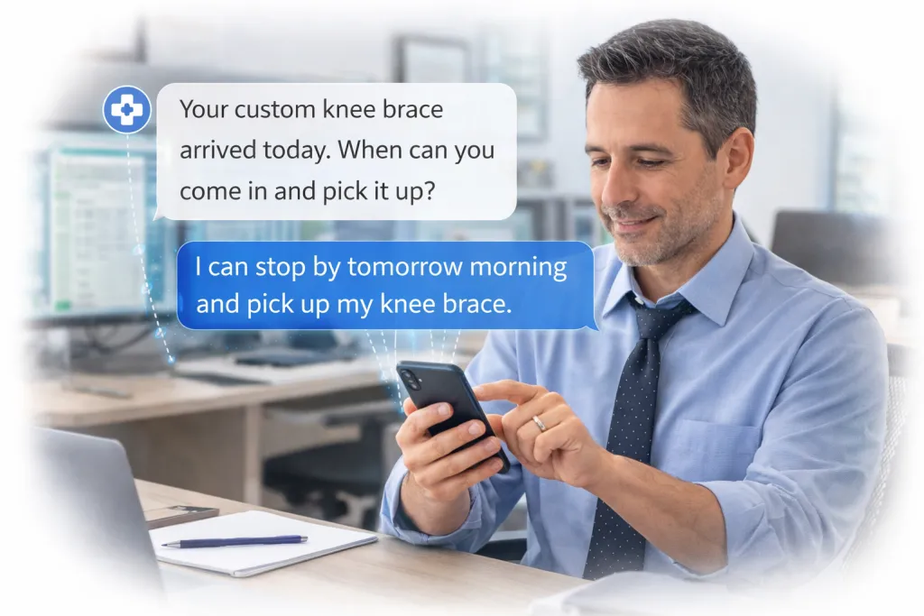 Patient replying to text message question